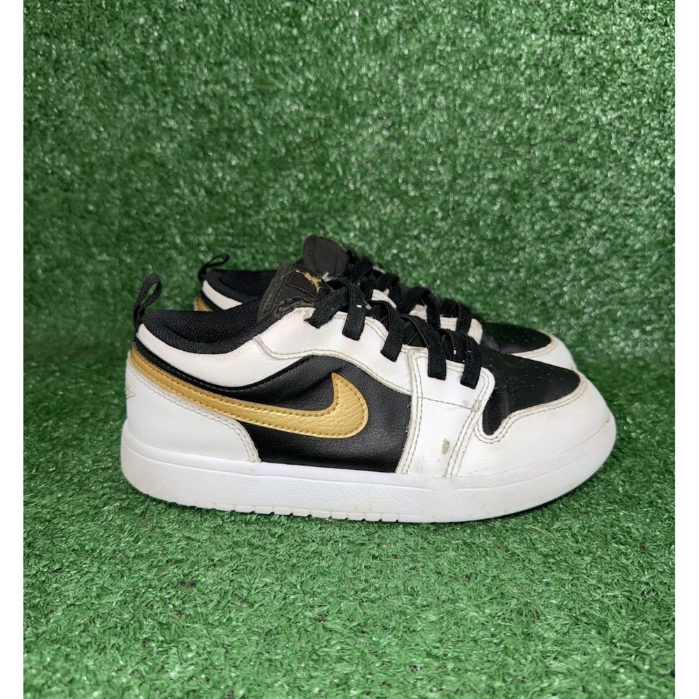 Jordan 1 Low Kids Youth Size 3Y Gold Black Walking Shoes Casual Comfort Sneakers
